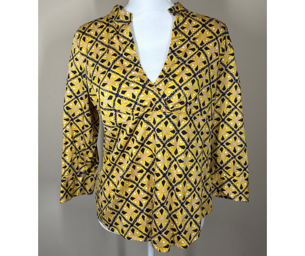 Talbots Blue and Yellow Size M Shirt 98% Cotton